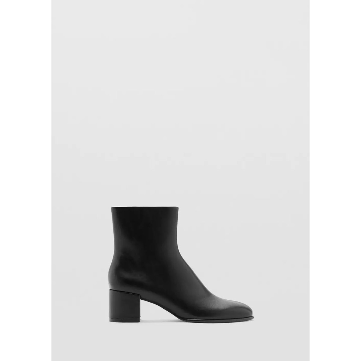 Bottines cuir synthétique à talon large noir, MANGO