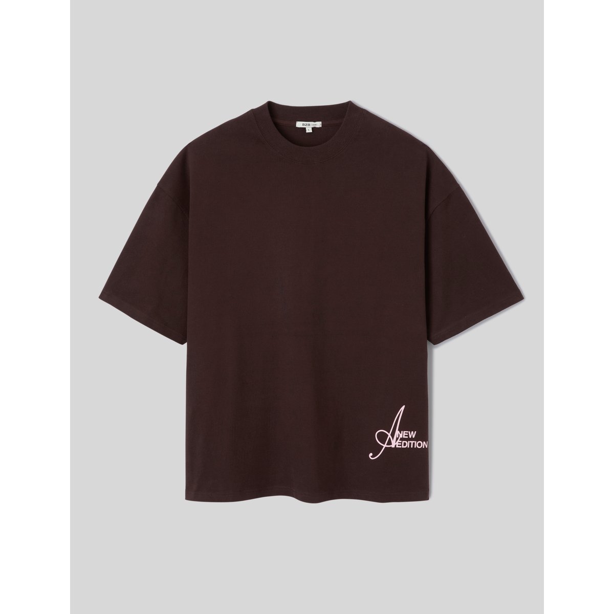 T-shirt épais imprimé devant / dos marron foncée, BZB