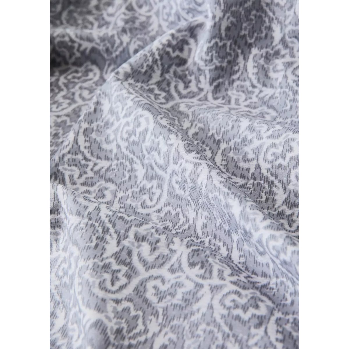 Housse de couette percale fleur décorative frise rayures Lit 135/140 cm gris clair/pastel, MANGO HOME