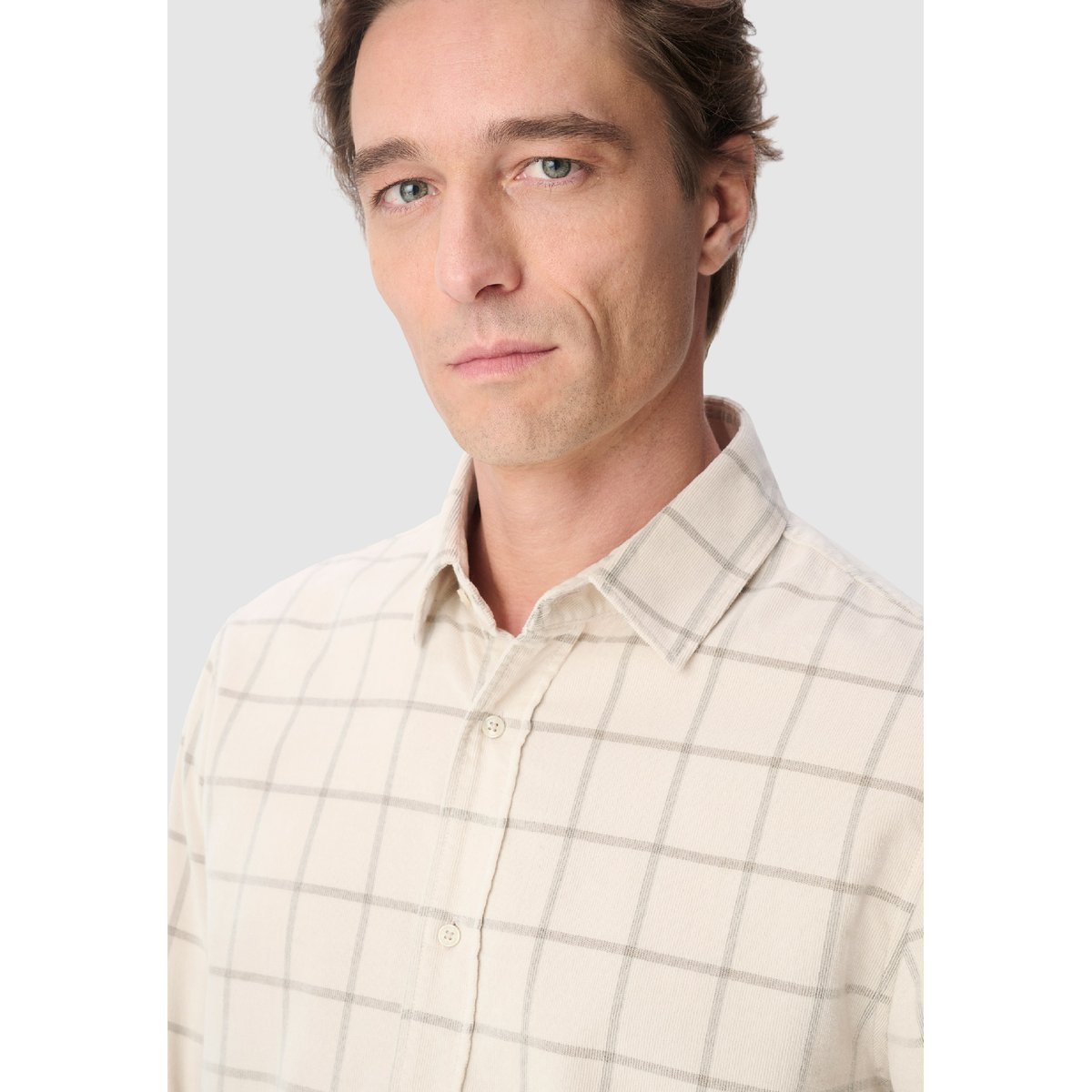 Chemise easy velours à carreaux ecru, IKKS