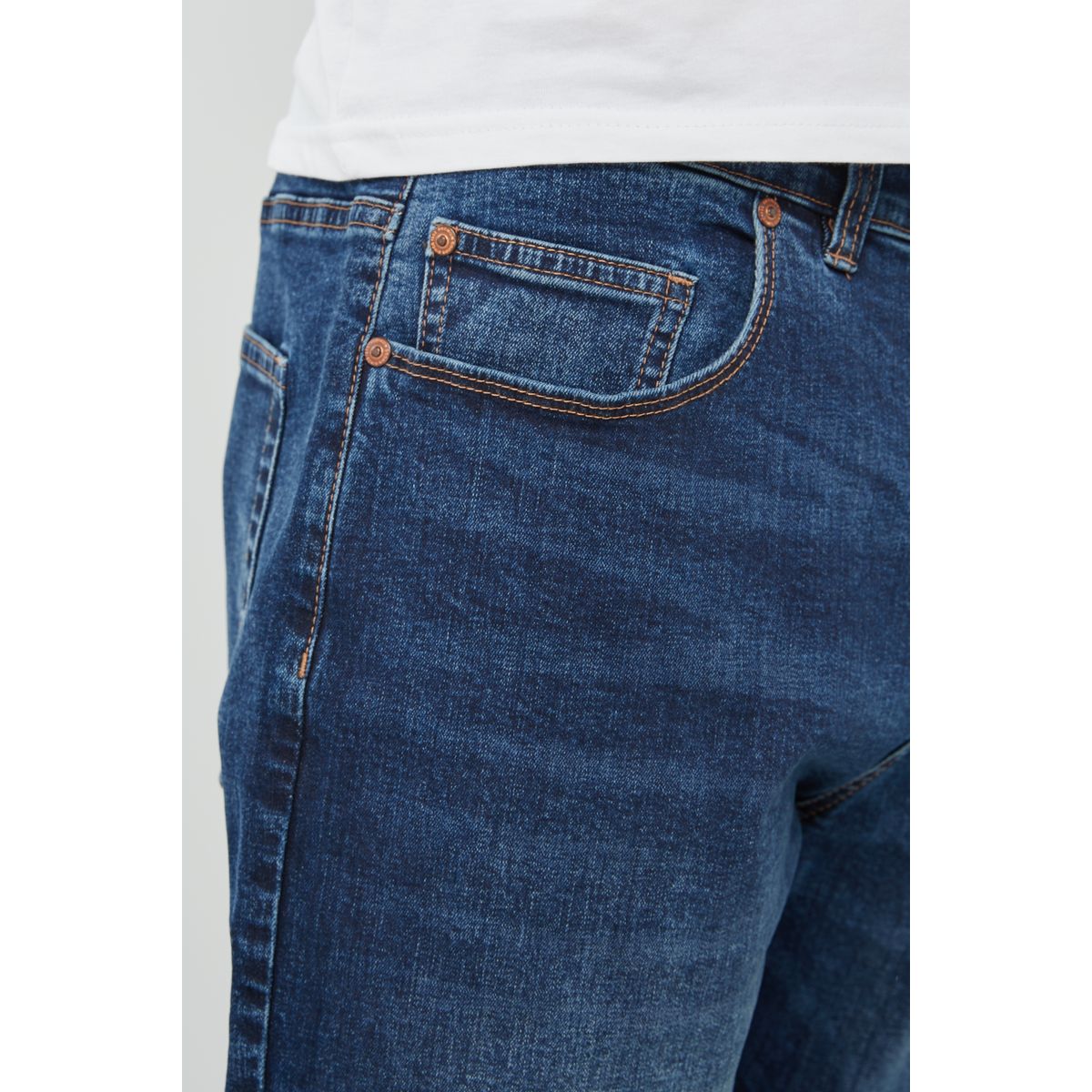 Jean stretch coloré - coupe droite bleu moyen, NEXT
