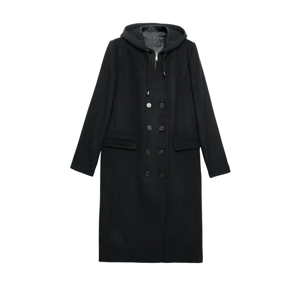 Manteau long parementure à capuche amovible noir, IKKS