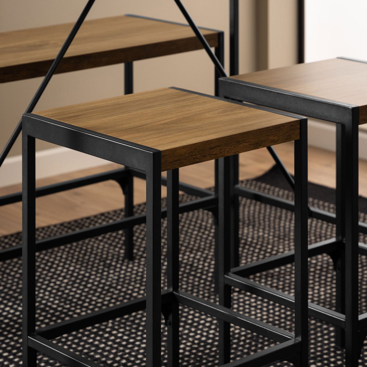 Ensemble table de bar pour 4 personnes en bois et métal H105cm- SKAL bois clair, DRAWER