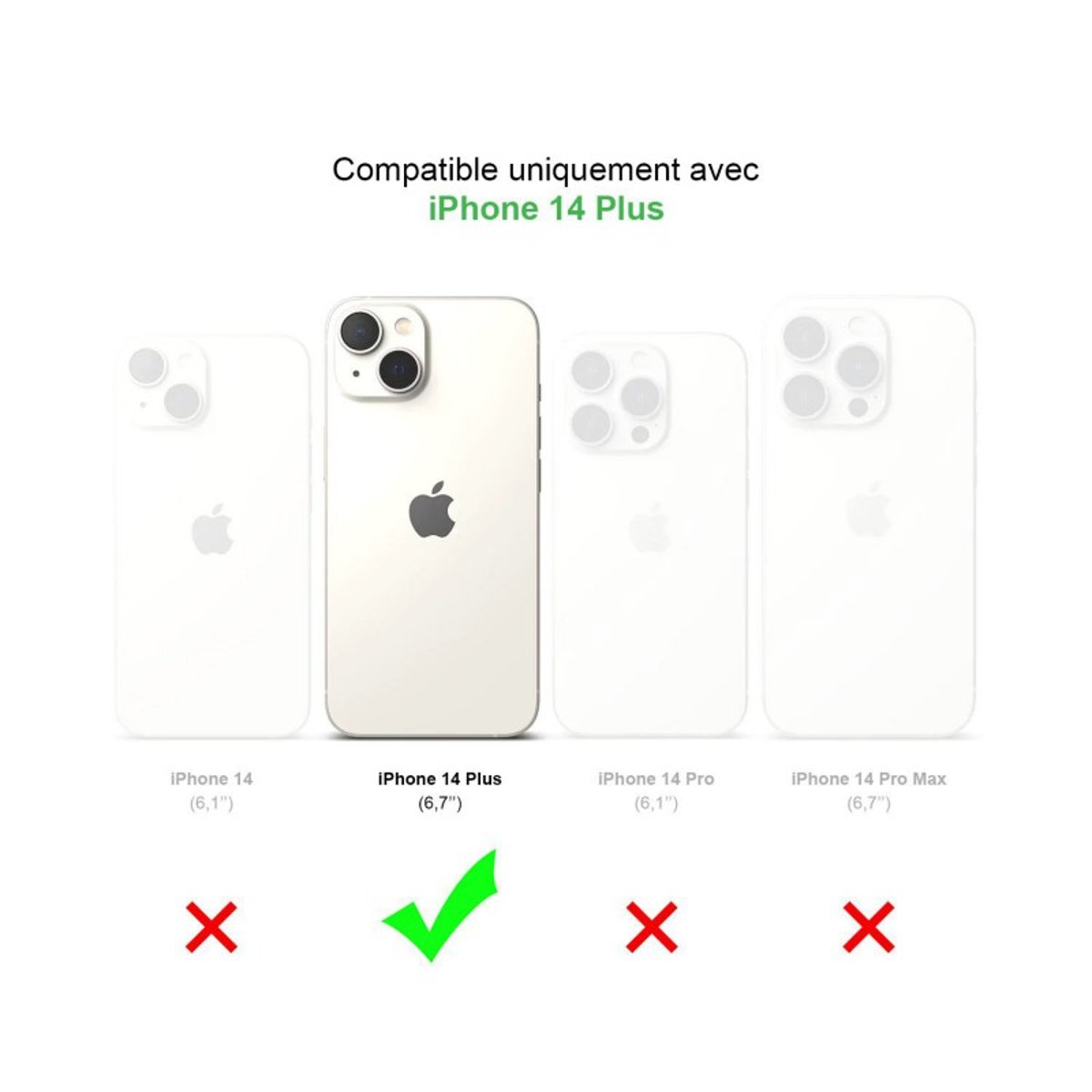 Coque Anti-choc compatible Magsafe pour iPhone 14 Plus Transparente + 2 vitres transparent, EVETANE