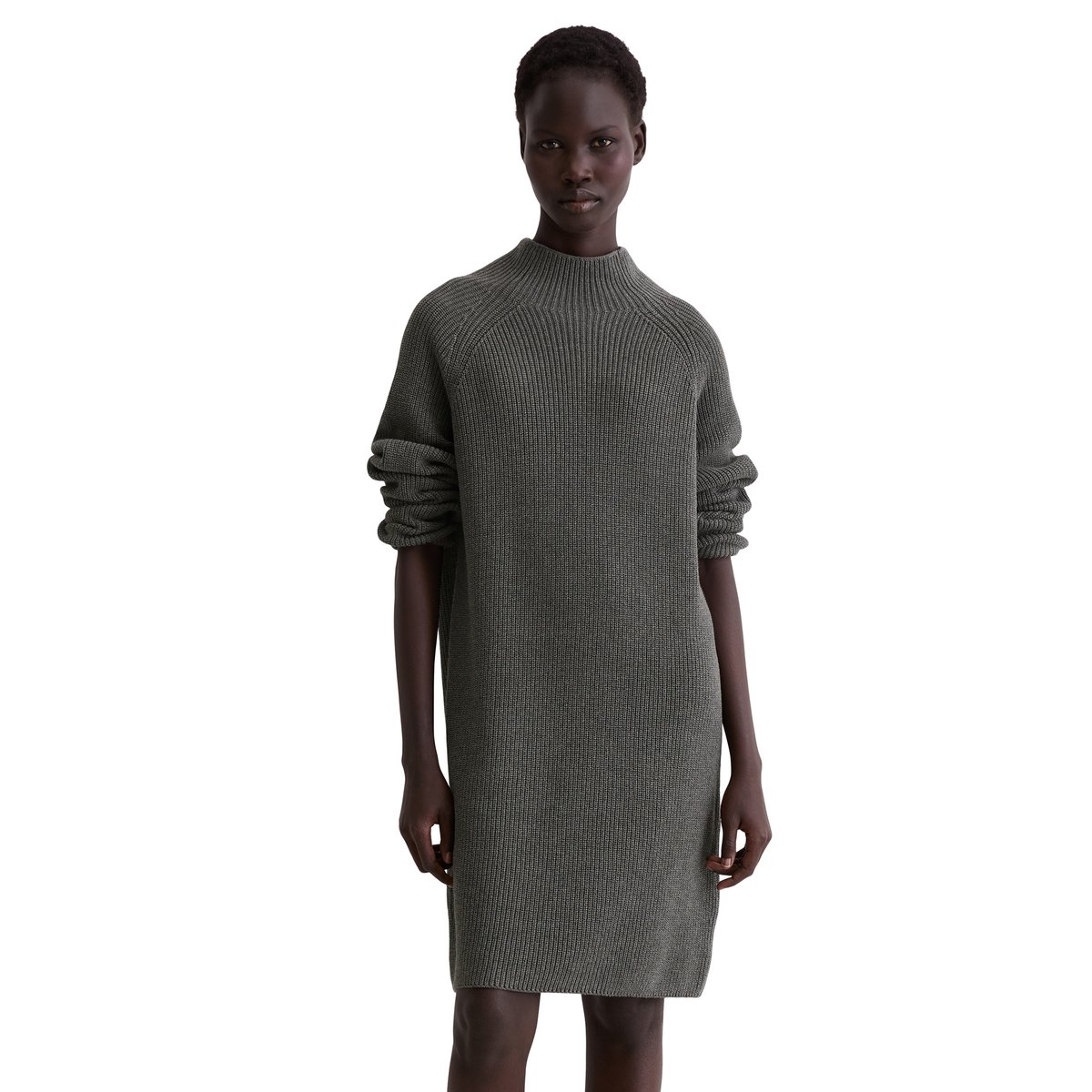 Robe en tricot DfC loose en pur coton organique gris, MARC O'POLO