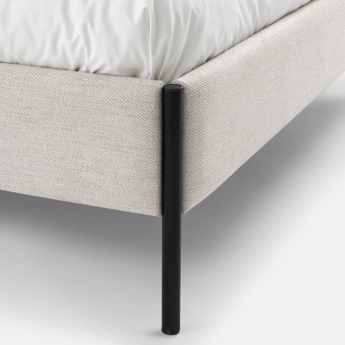 Gestoffeerd bed met lattenbodem, Obias mêlee ecru, LA REDOUTE INTERIEURS