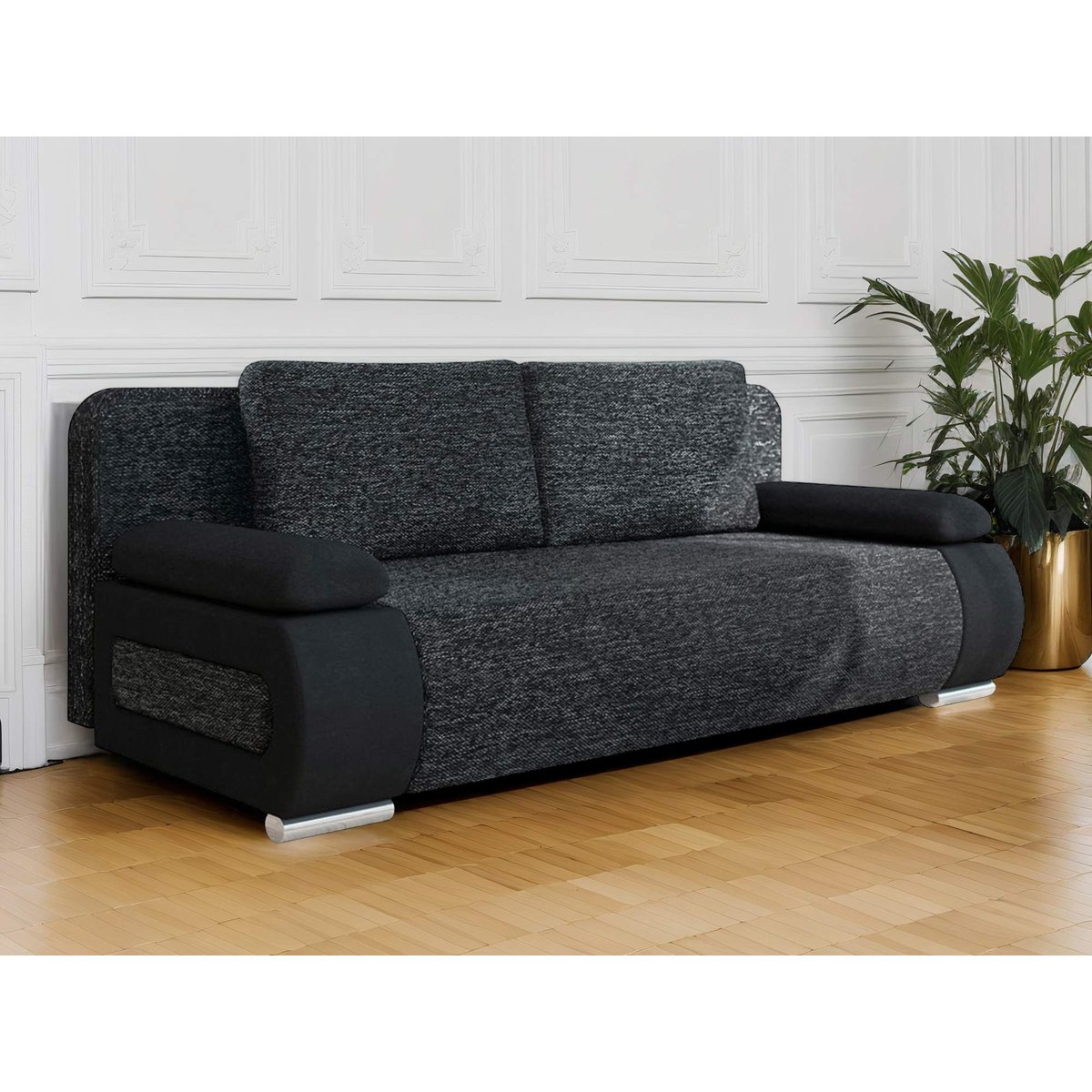 Canapé Convertible 3 places - ELIO noir / gris, BEST MOBILIER