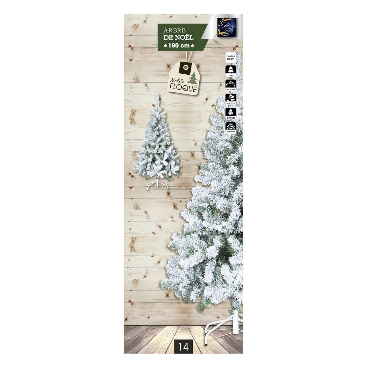Sapin floqué 180 cm blanc, FEERIC LIGHTS & CHRISTMAS
