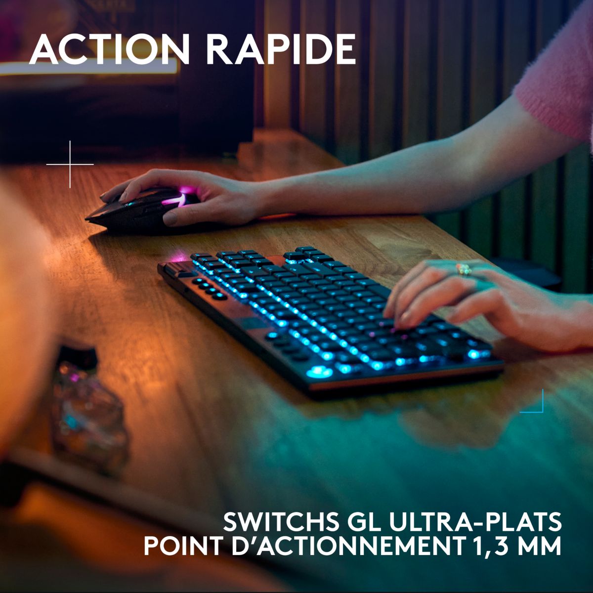 Clavier gamer sans fil G915 X Lightspeed TKL Linear Noir couleur unique, LOGITECH