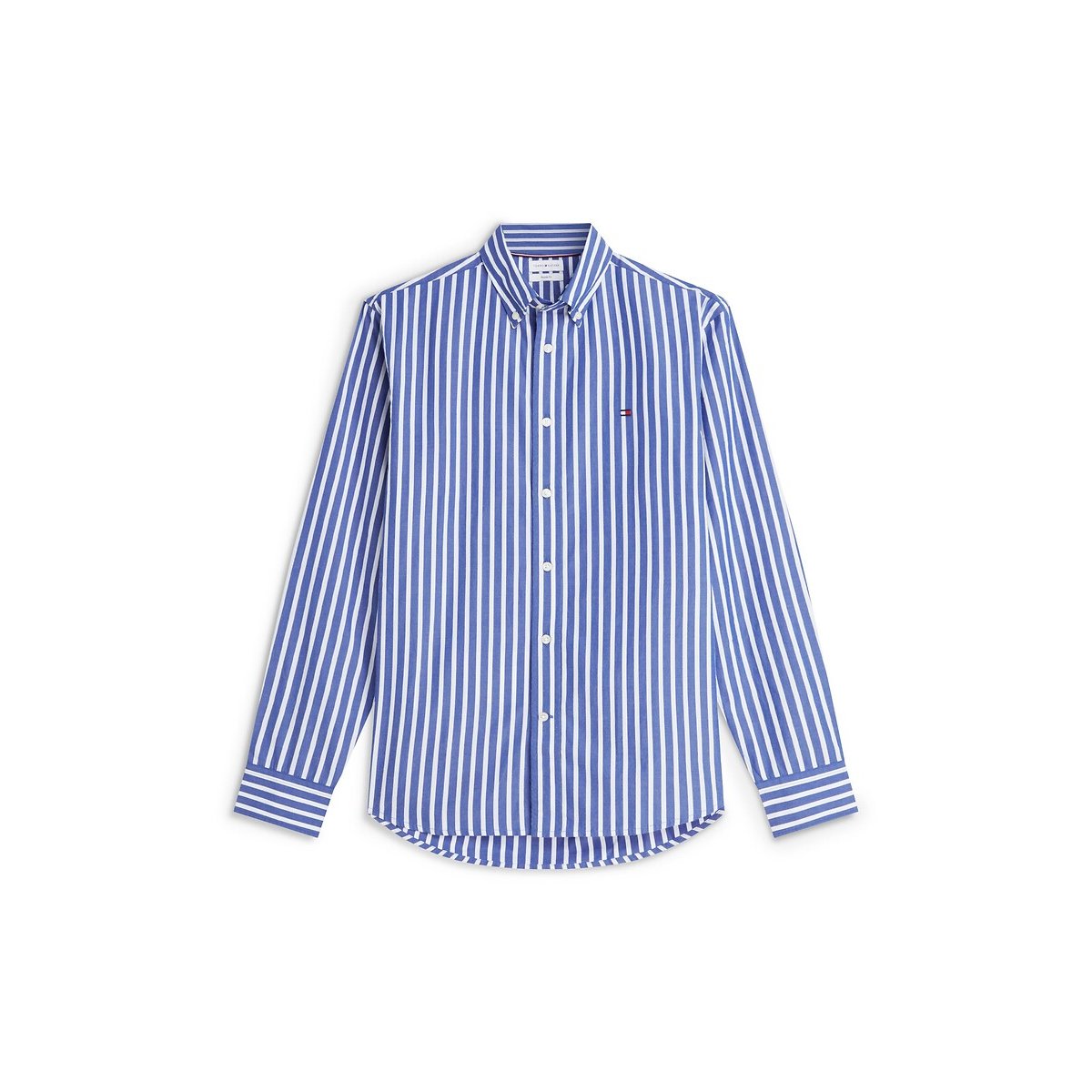 Camisa de mangas compridas em popelina azul às riscas, TOMMY HILFIGER