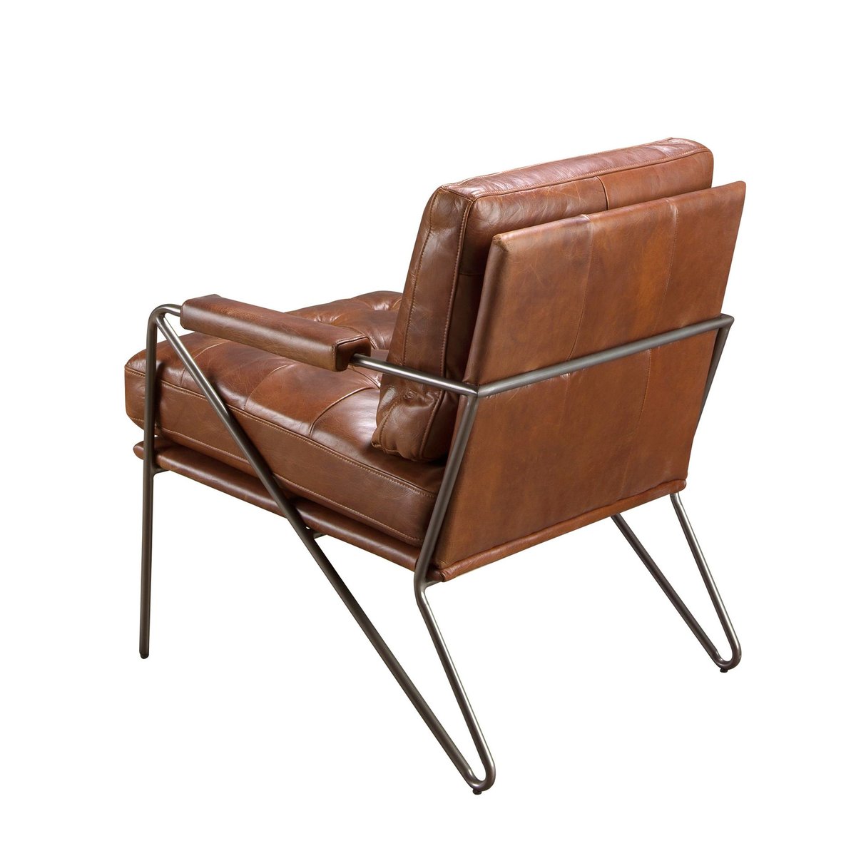 Fauteuil en cuir brun |acier foncé, ANGEL CERDA
