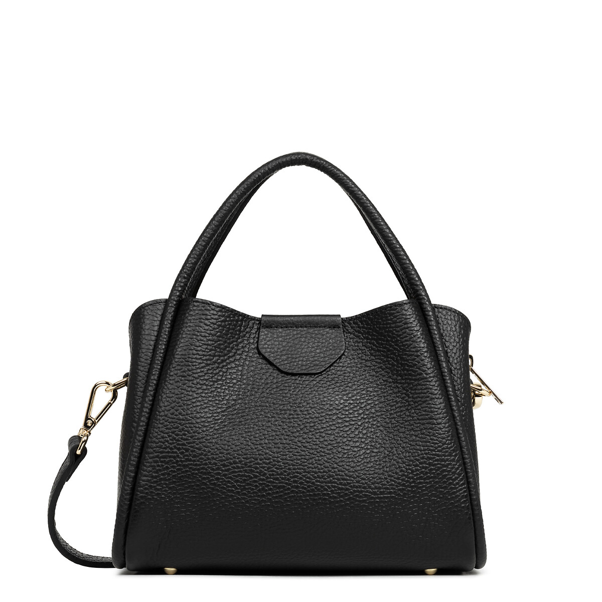 Sac à main en cuir grainé avec bandoulière noir, LANCASTER