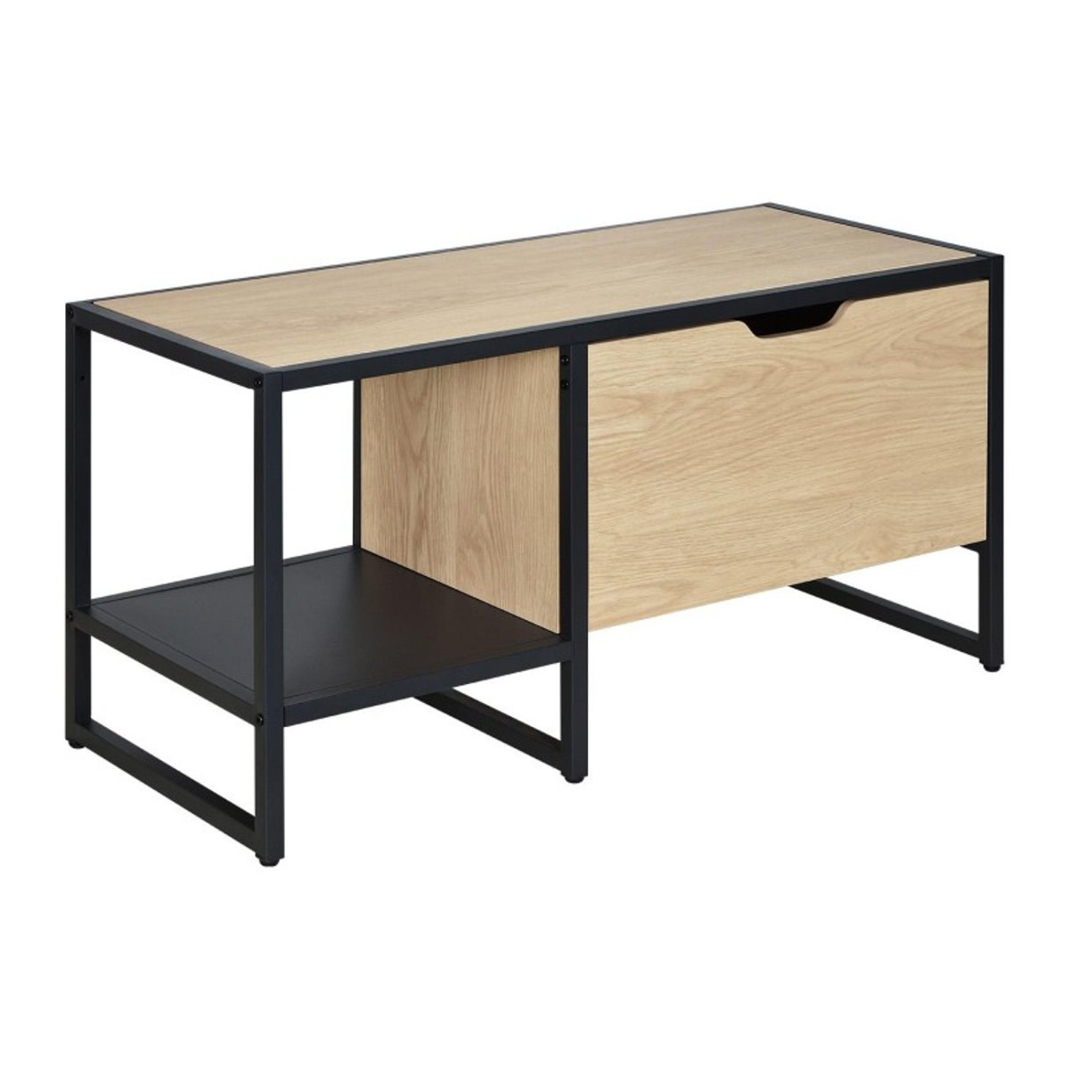 Banc d'entrée avec rangement Wilko noir et bois, MOB IN