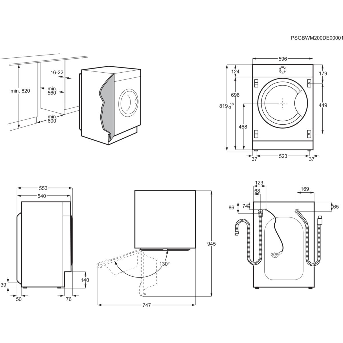 Lave linge hublot EW8F3814BI - 8 kg - 1400 tr/min - Classe A - Moteur induction blanc, ELECTROLUX