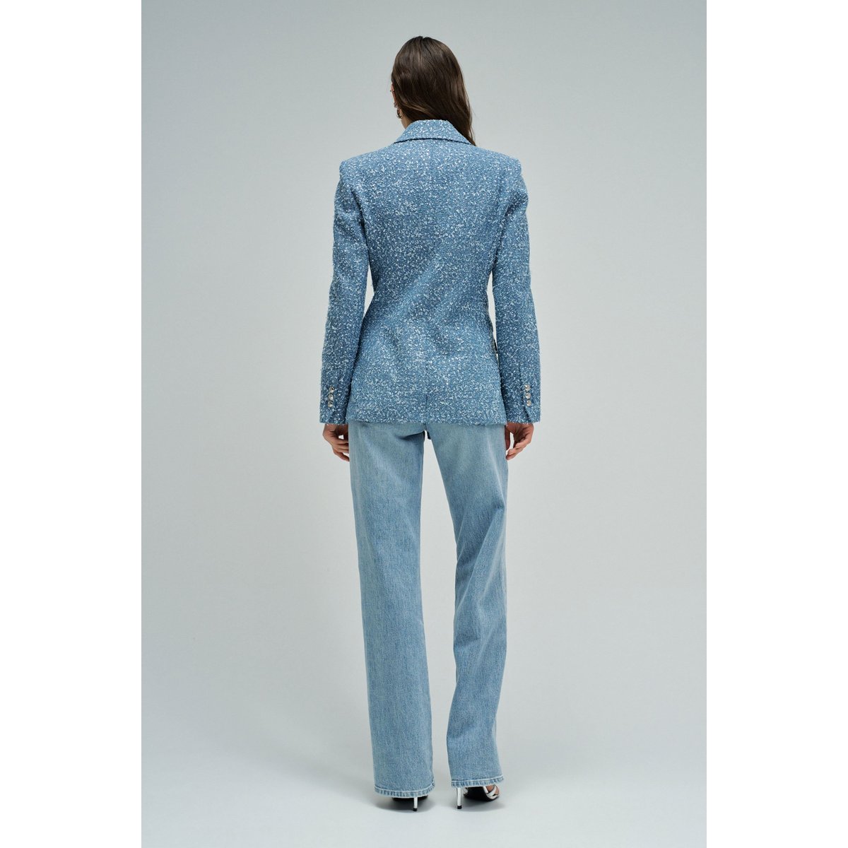BLAZER EN DENIM AVEC JACQUARD ET PAILLETTES bleu, SALSA JEANS