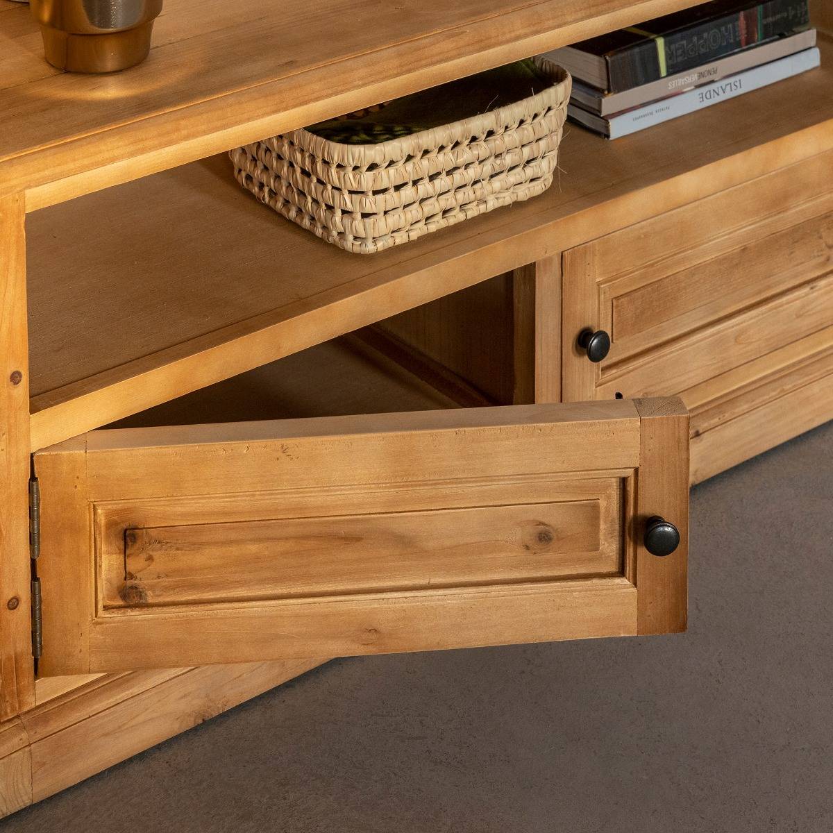 Meuble TV en bois recyclé GARANCE bois clair, MADE IN MEUBLES