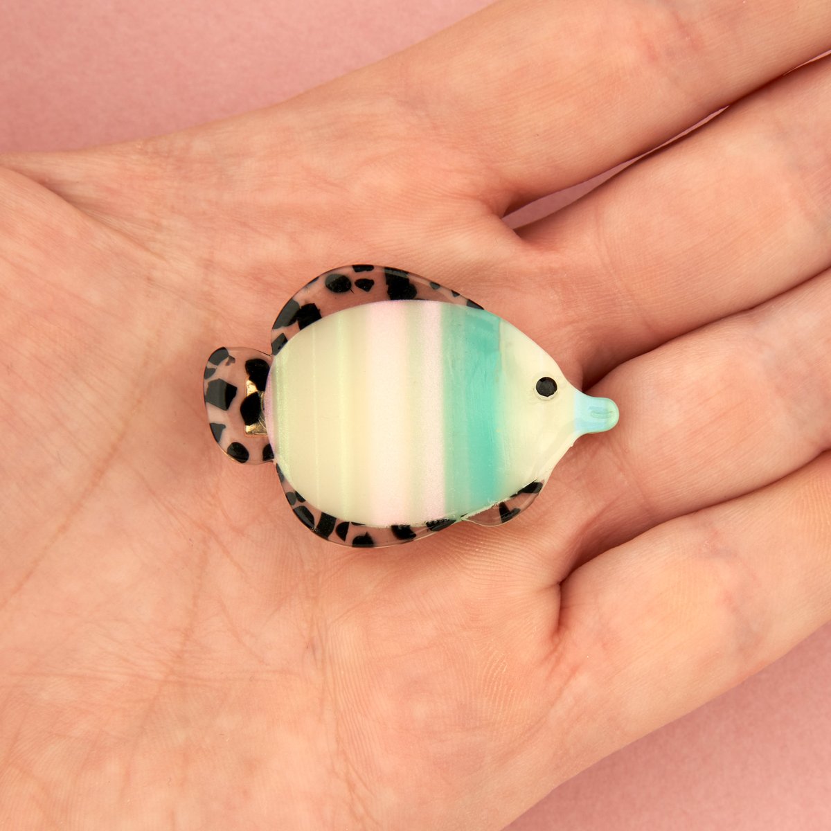 Barrette POISSON TROPICAL rayé bleu et noir, COUCOU SUZETTE