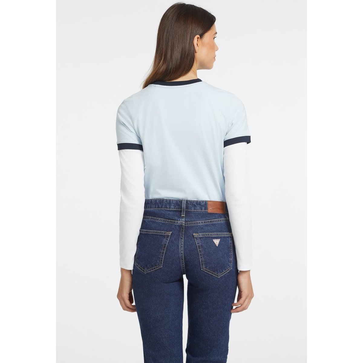 T-Shirt Classique Signature bleu ciel, GUESS