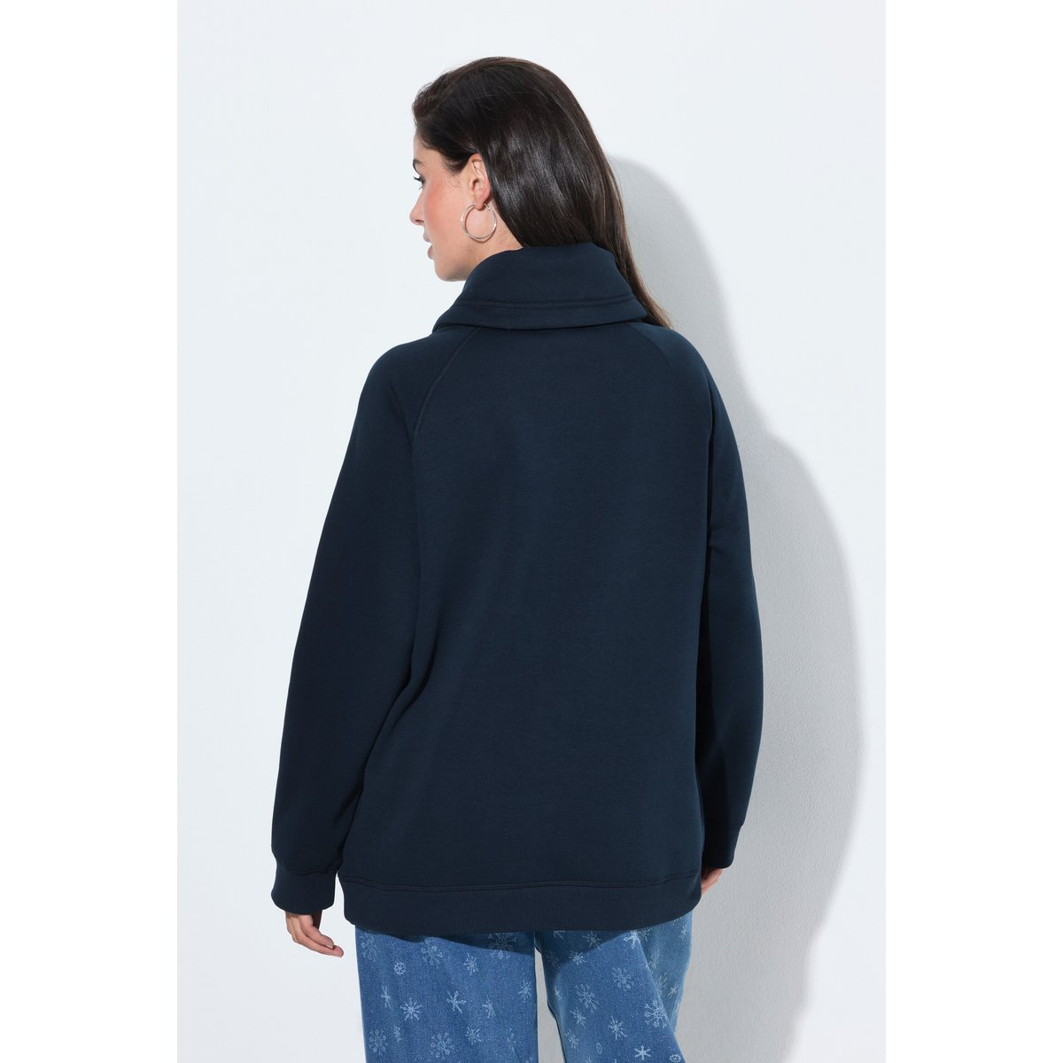 Sweat-shirt à col montant et manches longues marine, ULLA POPKEN