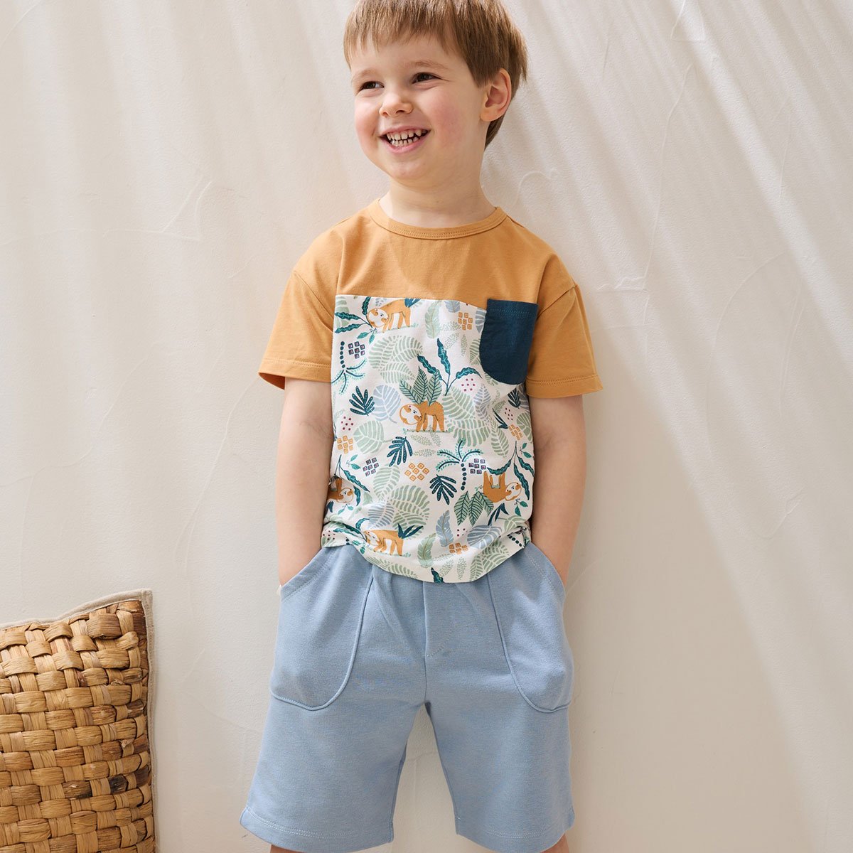 Ensemble enfant t-shirt et short Baroudeur bleu, PETIT BEGUIN