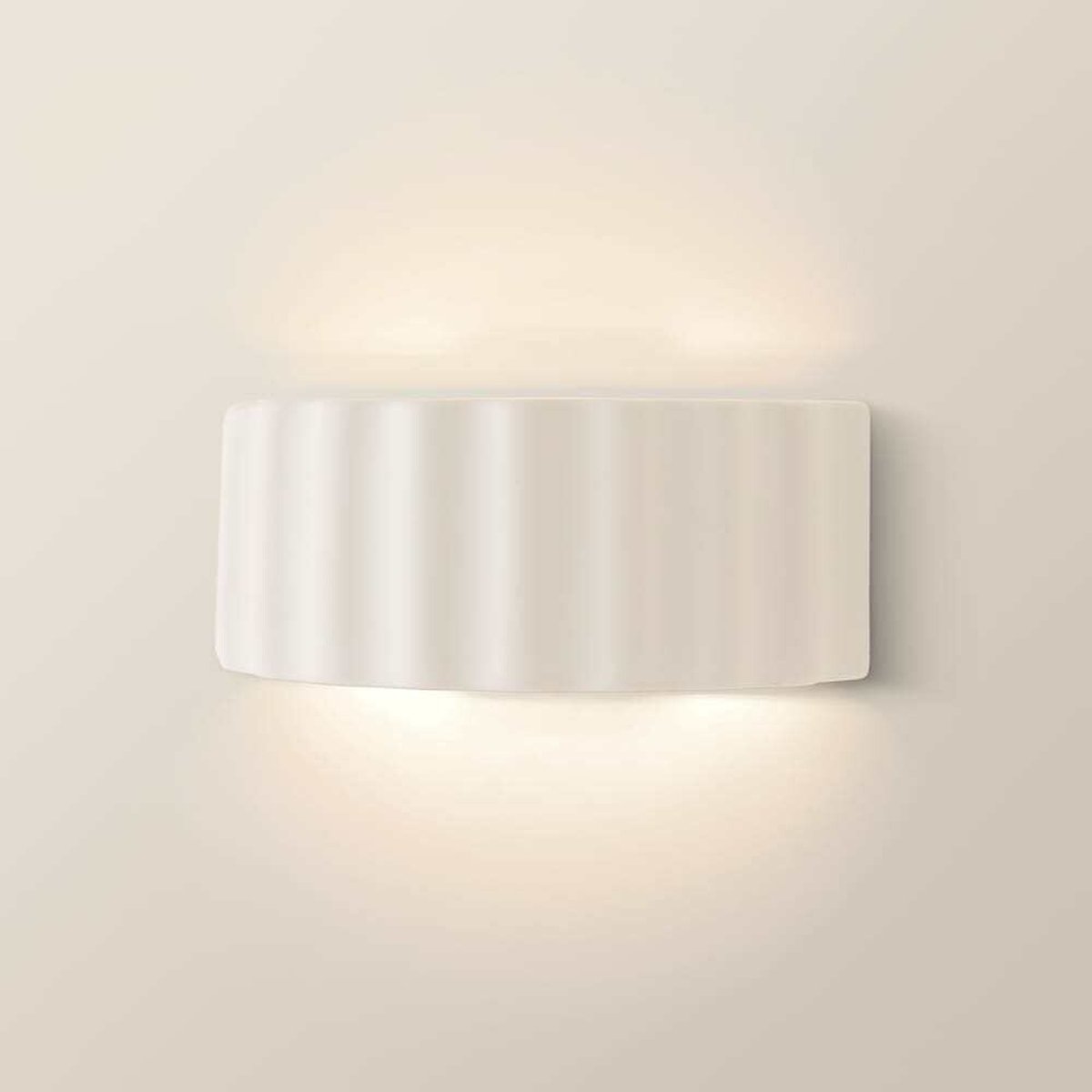Paolo 'Paint Me' Stoneware Ribbed Flush Wall Light natural, SO'HOME
