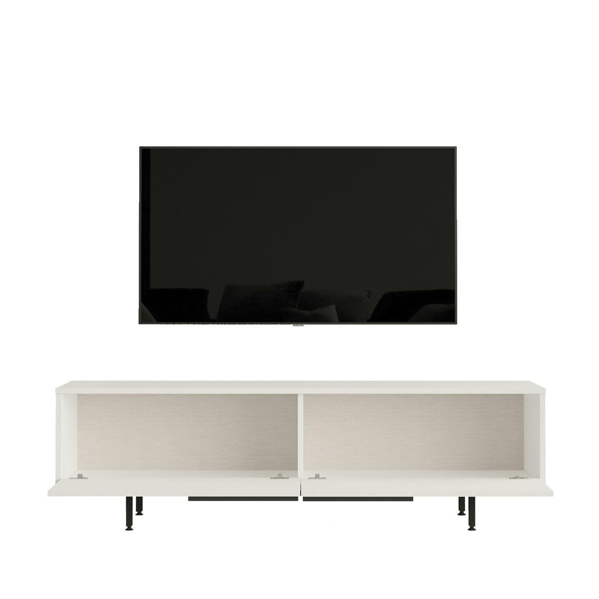 Meuble TV 2 portes battantes JENA blanc, PIER IMPORT