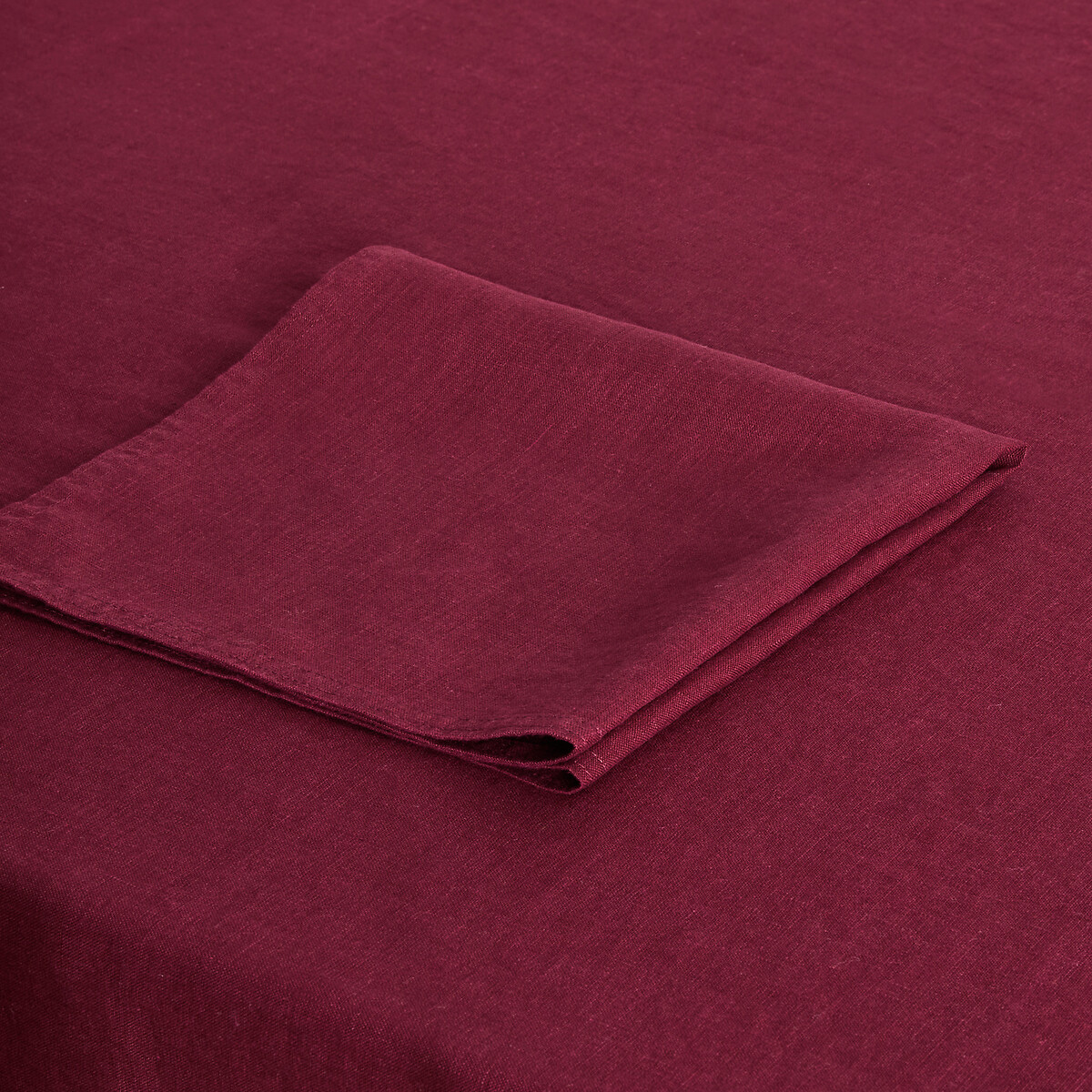 Set van 4 servetten van gewassen linnen Victorine bordeaux                        , LA REDOUTE INTERIEURS