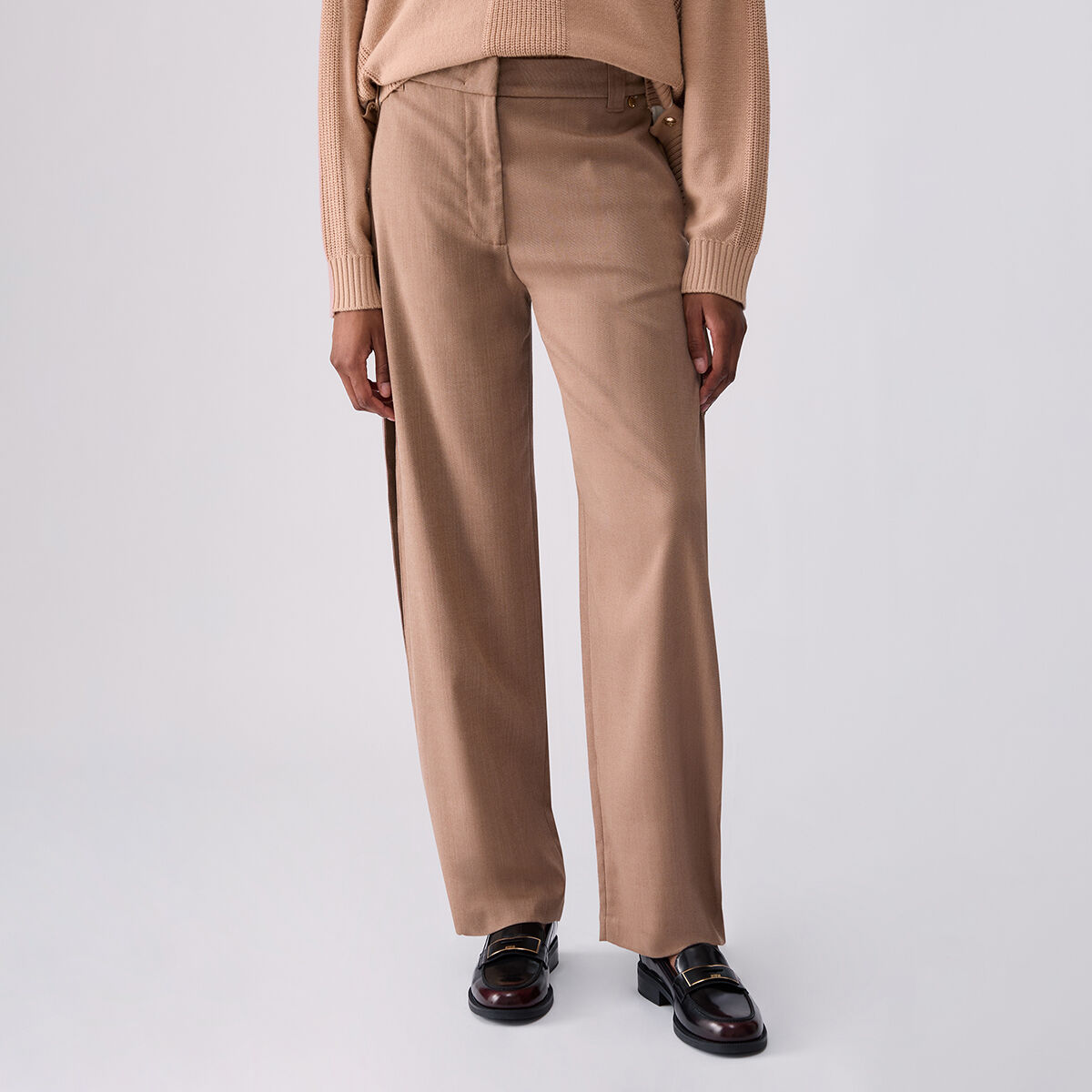 Pantalon ballon en tissu chevron beige, LIU JO