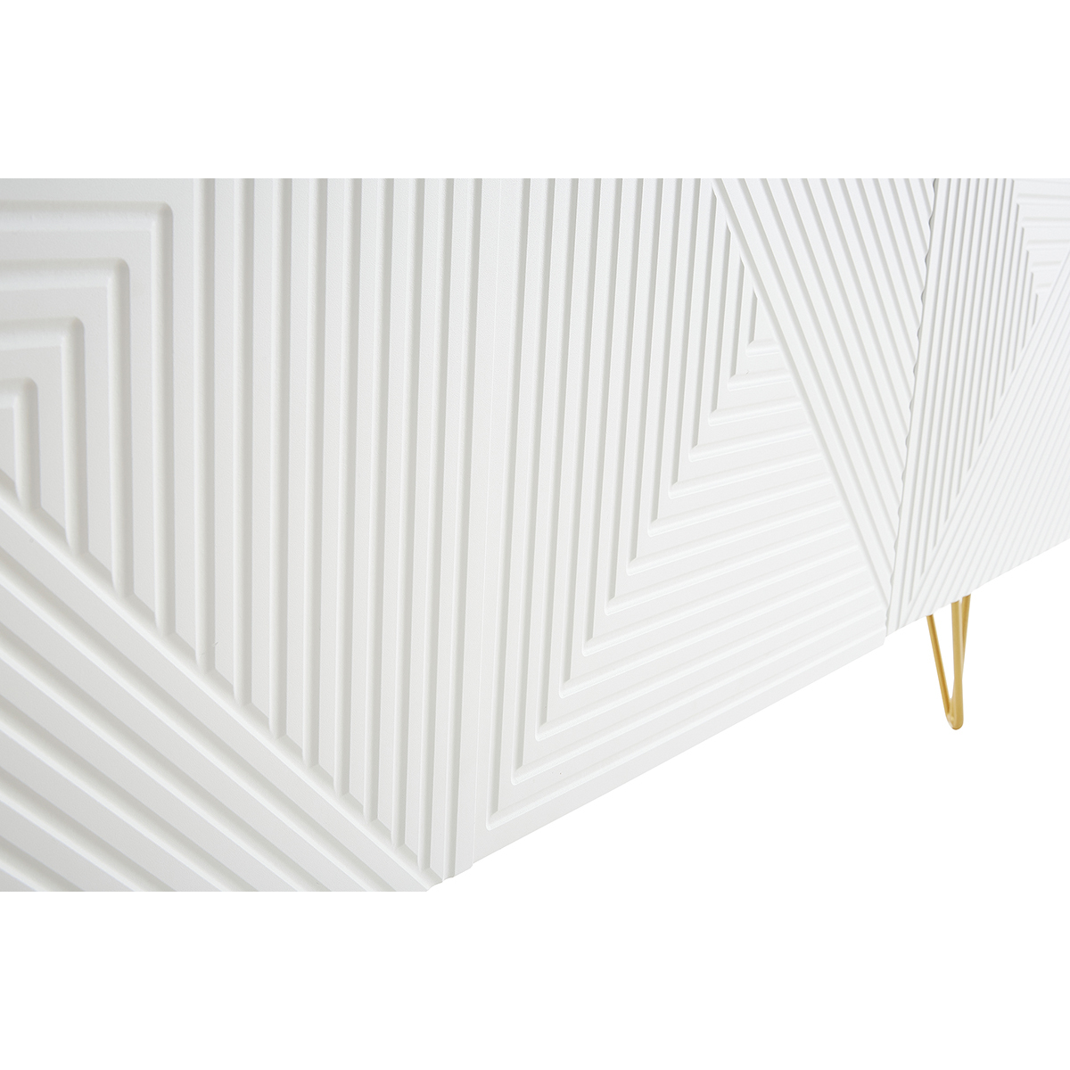 Buffet design 3 portes pieds métal doré L160 cm OZEN blanc, MILIBOO
