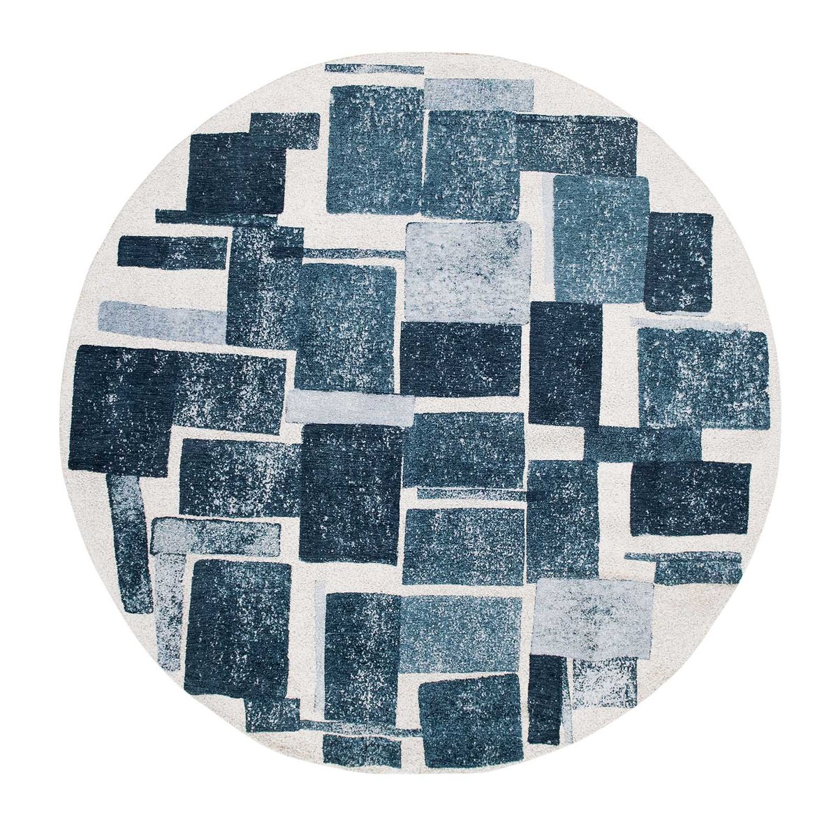 Tapis intérieur/extérieur tissé plat SQUARY bleu, NOVATREND