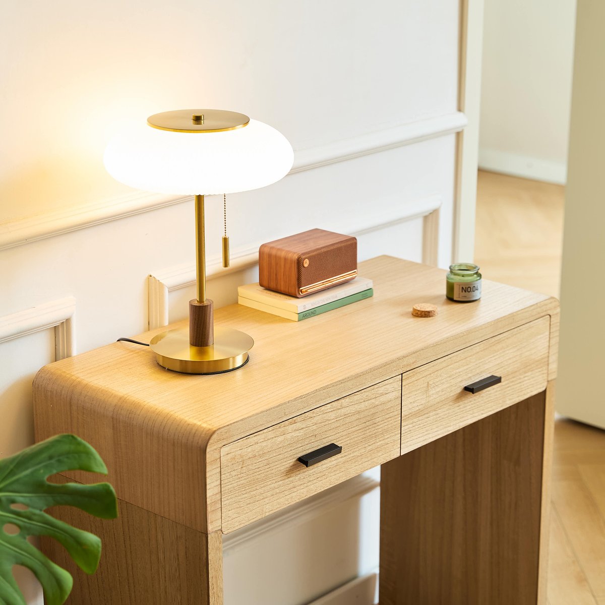Console 2 tiroirs, bois, SKIVE bois naturel, NORDLYS