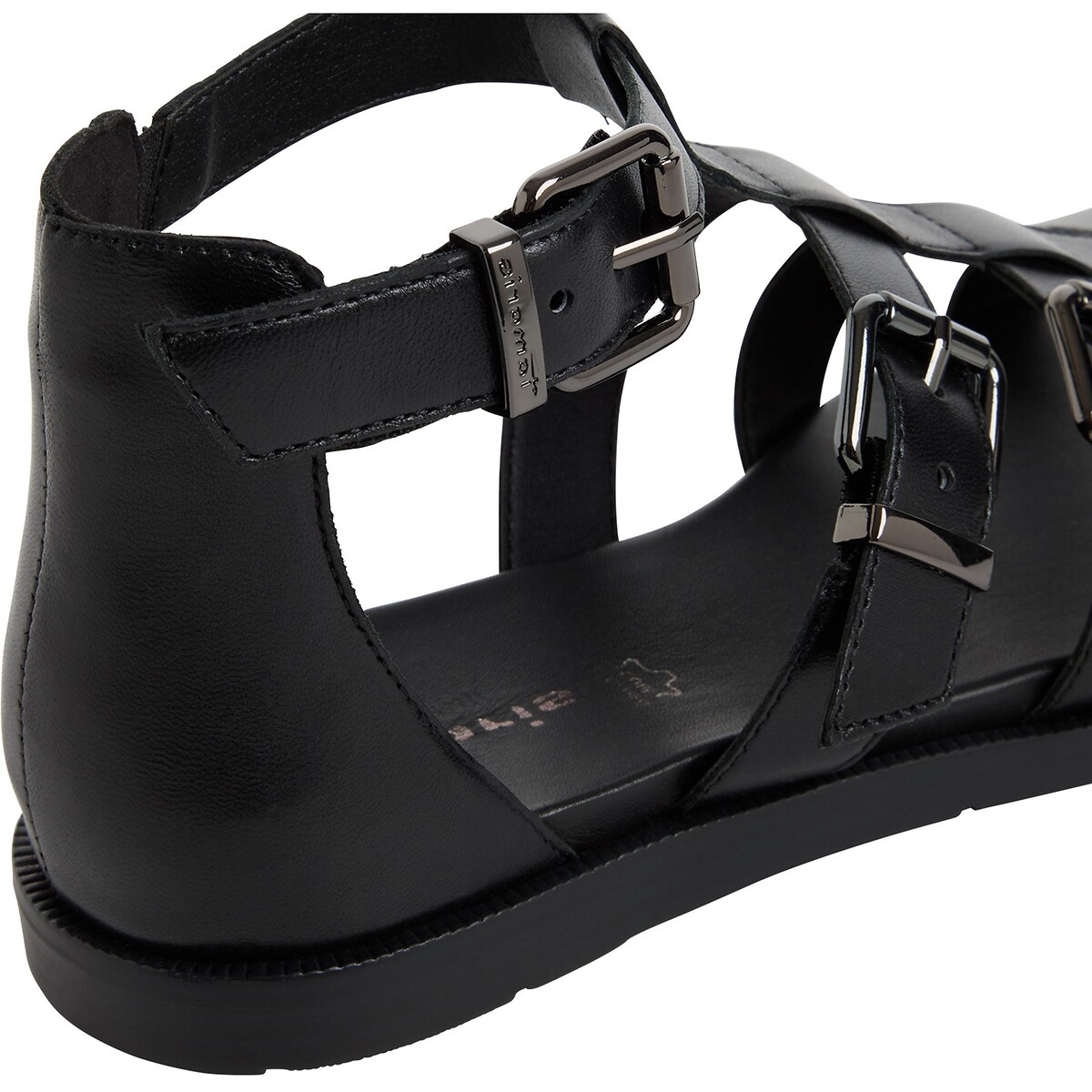 Flat Leather Sandals with Closed Heels black, TAMARIS