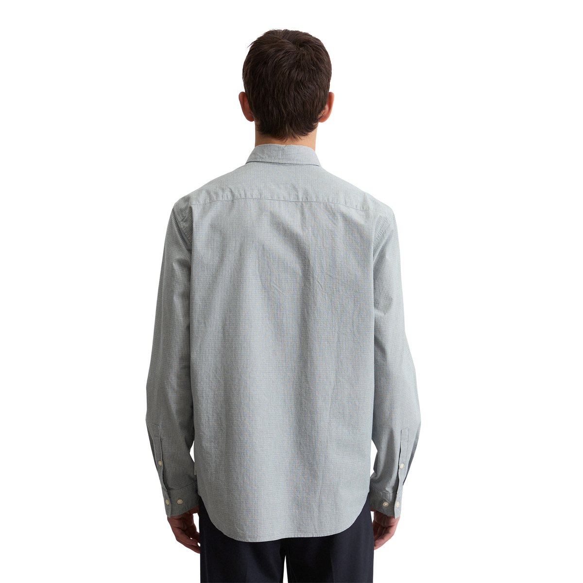 Chemise à col boutonné regular avec un fin motif à carreaux bleu moyen, MARC O'POLO
