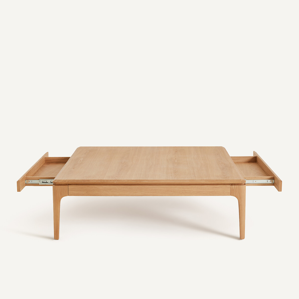 Mesa de centro quadrada em carvalho maciço e folheado, 2 gavetas, SANARA carvalho natural, AM.PM