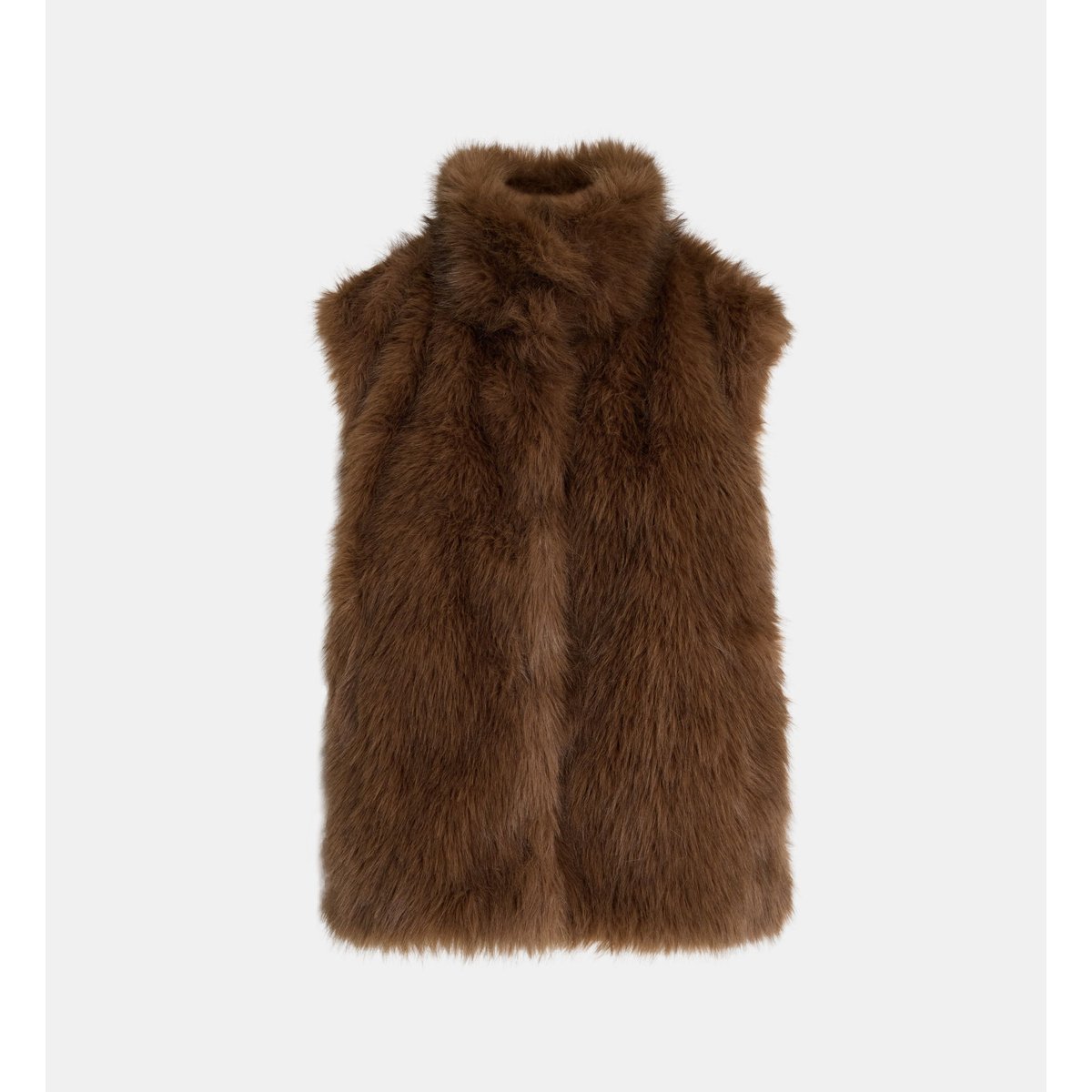 Veste sans manches diabolo fur marron foncé, GALERIES LAFAYETTE