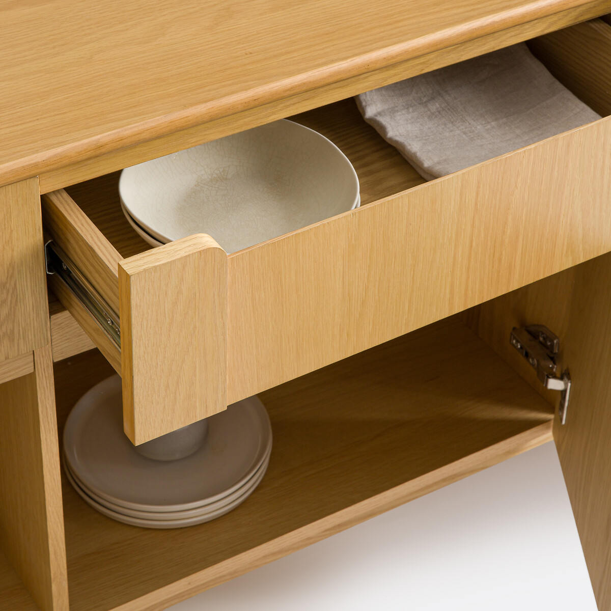 Buffet placage chêne, 3 portes 3 tiroirs, Bellita coloris chêne, LA REDOUTE INTERIEURS