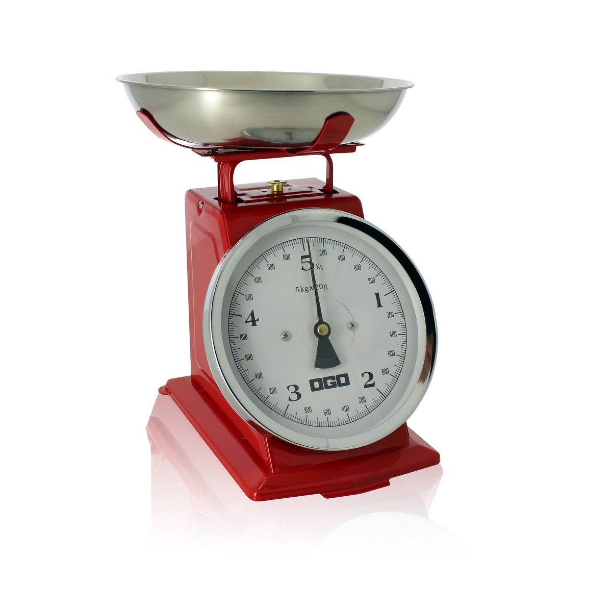 Balance de cuisine mécanique en inox rouge, OGO LIVING