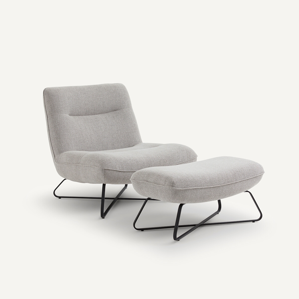 Fauteuil tissu natté chiné, Helma gris clair, AM.PM