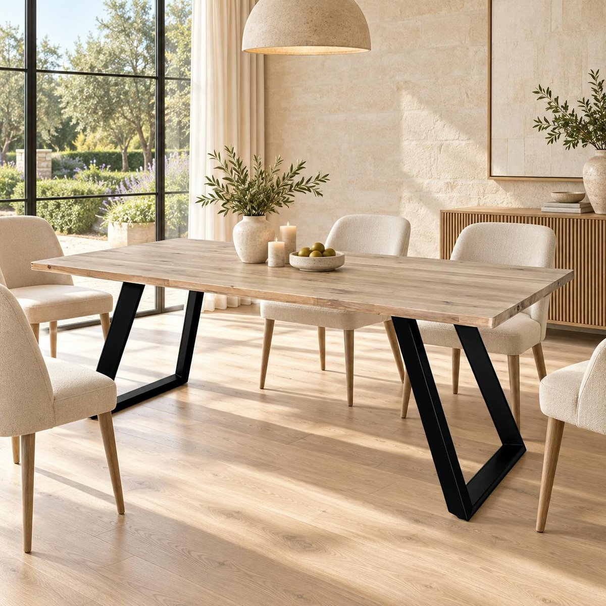 Table à manger extensible bois blanchi 200 cm COSTENTA bois naturel, PIER IMPORT