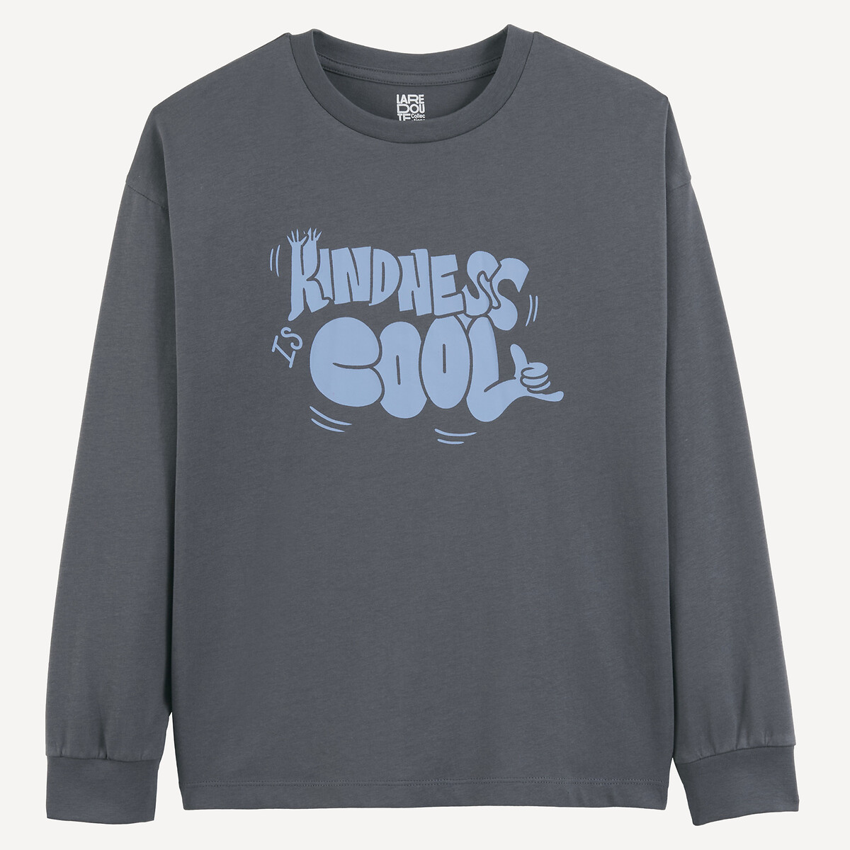 Camiseta manga larga con mensaje antracita, LA REDOUTE COLLECTIONS