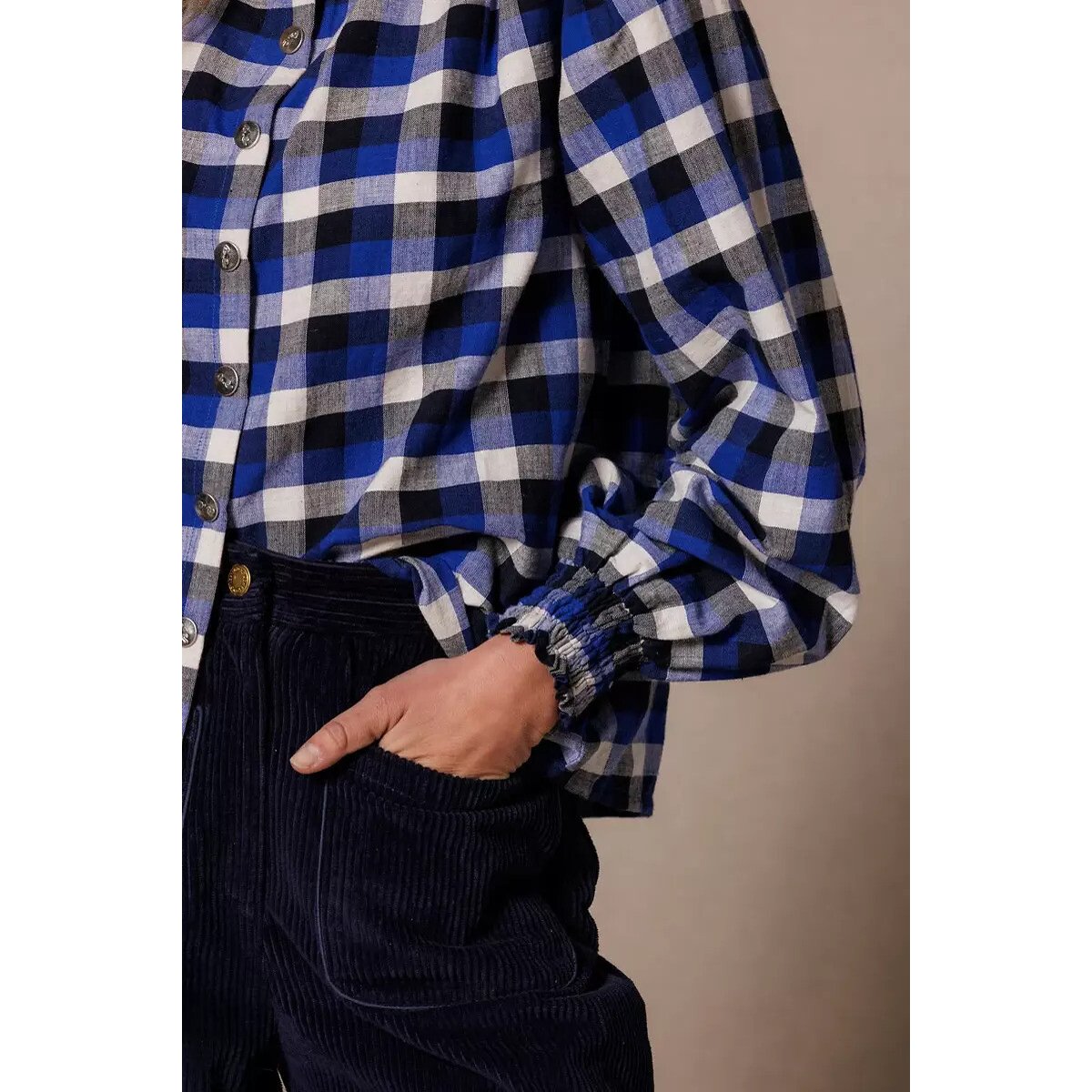 Pantalon large en velours côtelé, POMARI indigo, APACHES COLLECTIONS