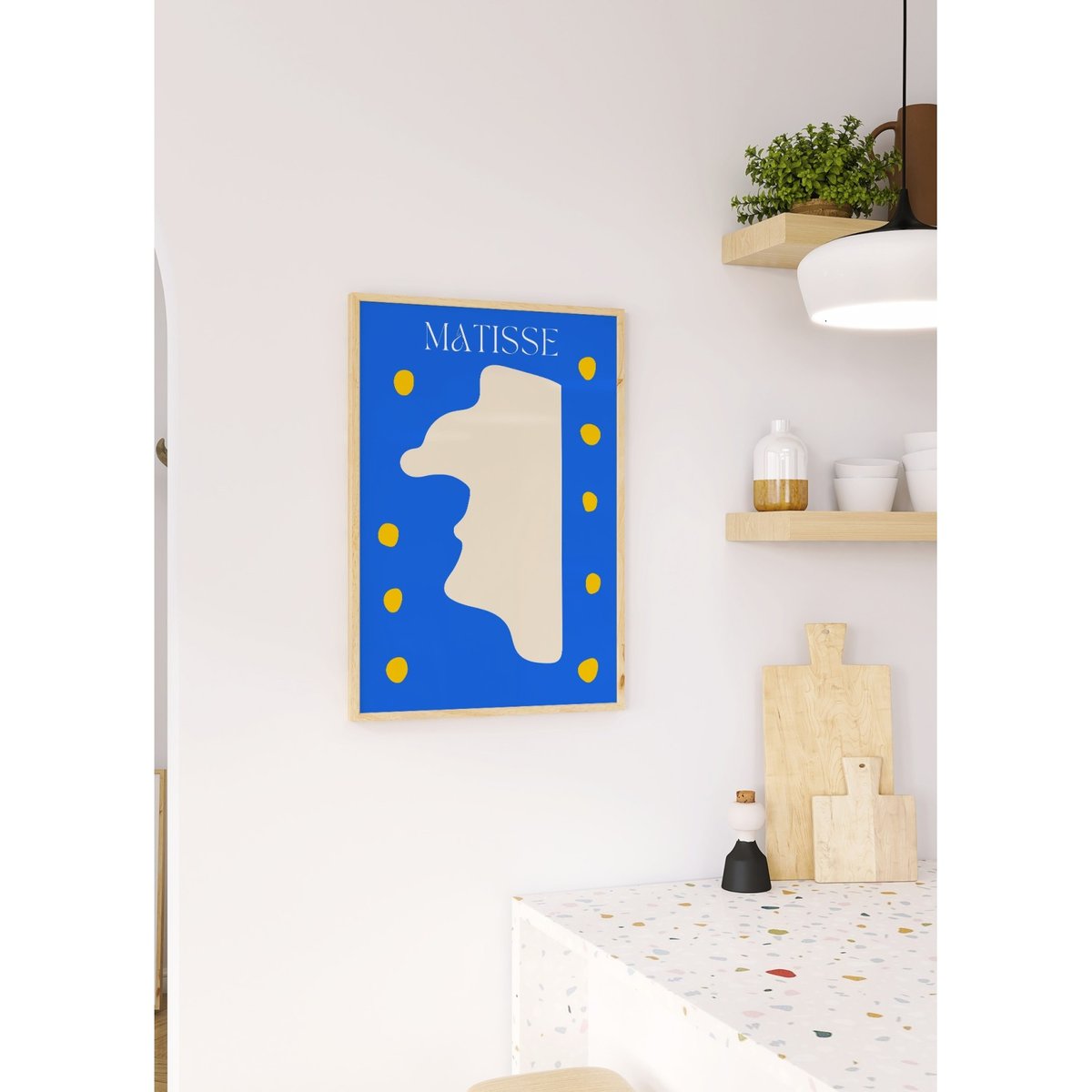 Affiche Matisse 'Profil Abstrait' – Bleu et crème blanc, L'AFFICHERIE