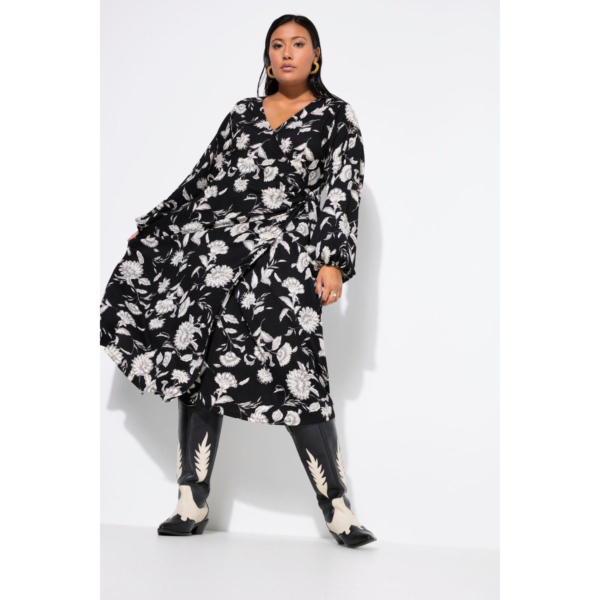 Robe portefeuille maxi, coupe Straight Shape noir, STUDIO UNTOLD