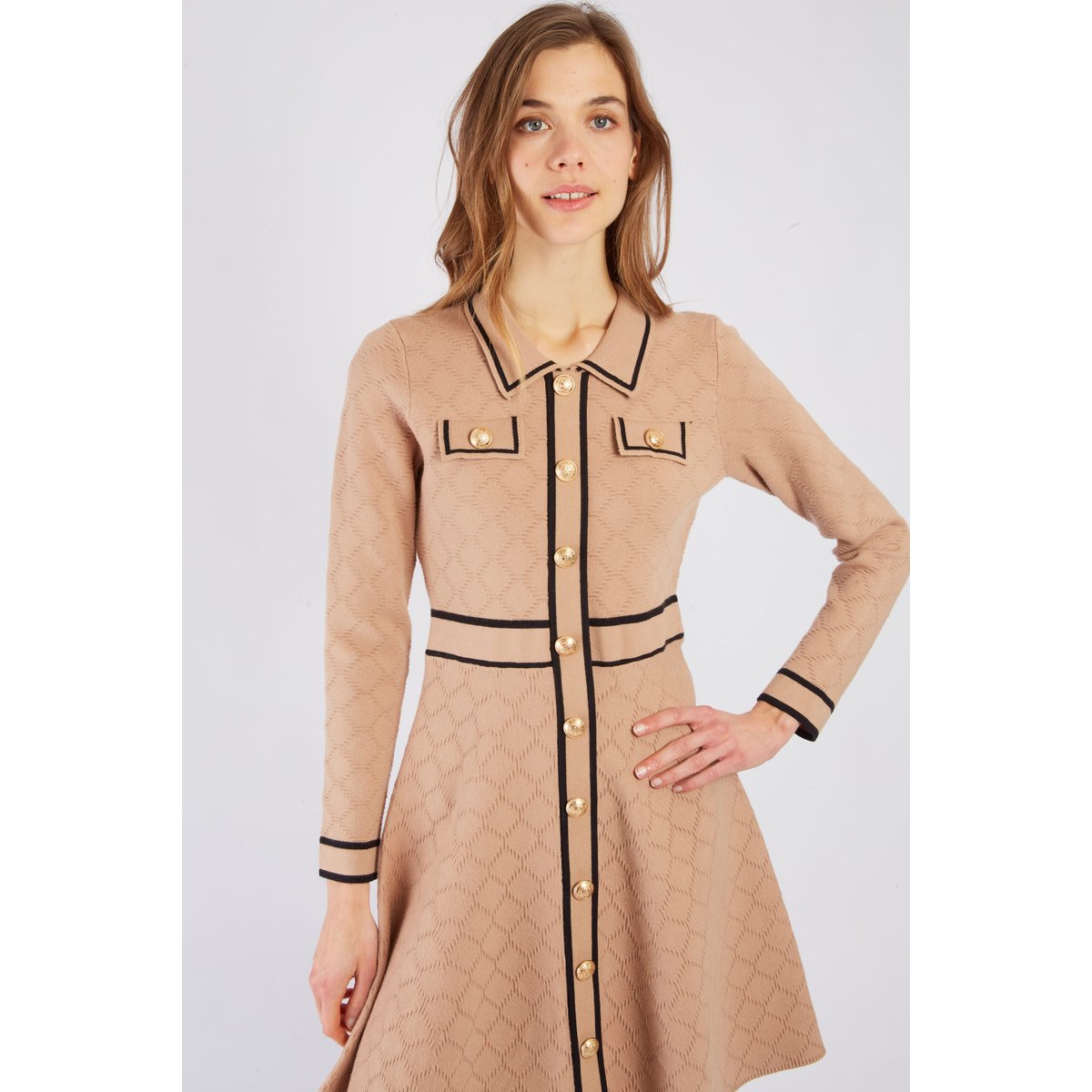 Robe courte en maille CANDICE beige, DERHY