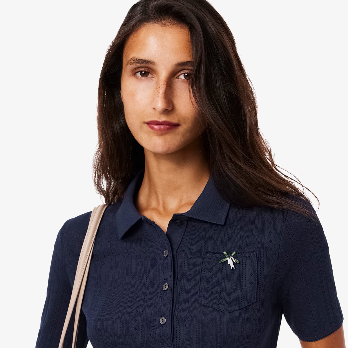Polo L.12.D slim fit marquage pointelle bleu-166, LACOSTE