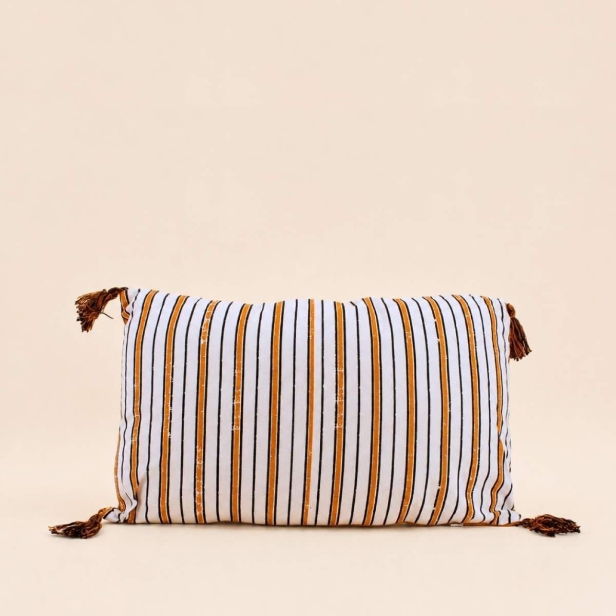 Coussin en coton rayé 50x30cm rouge, ORNAMI
