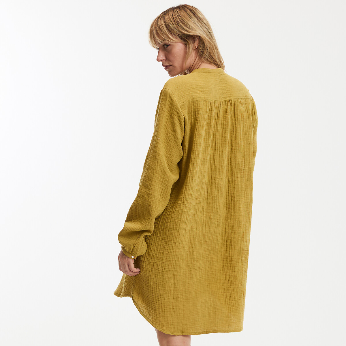 Chemise de nuit en gaze de coton, Signature MARGOT vert olive, LA REDOUTE COLLECTIONS