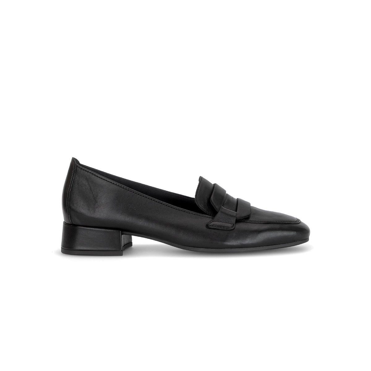 Mocassins en cuir lisse à talon décroché noir lisse, GABOR