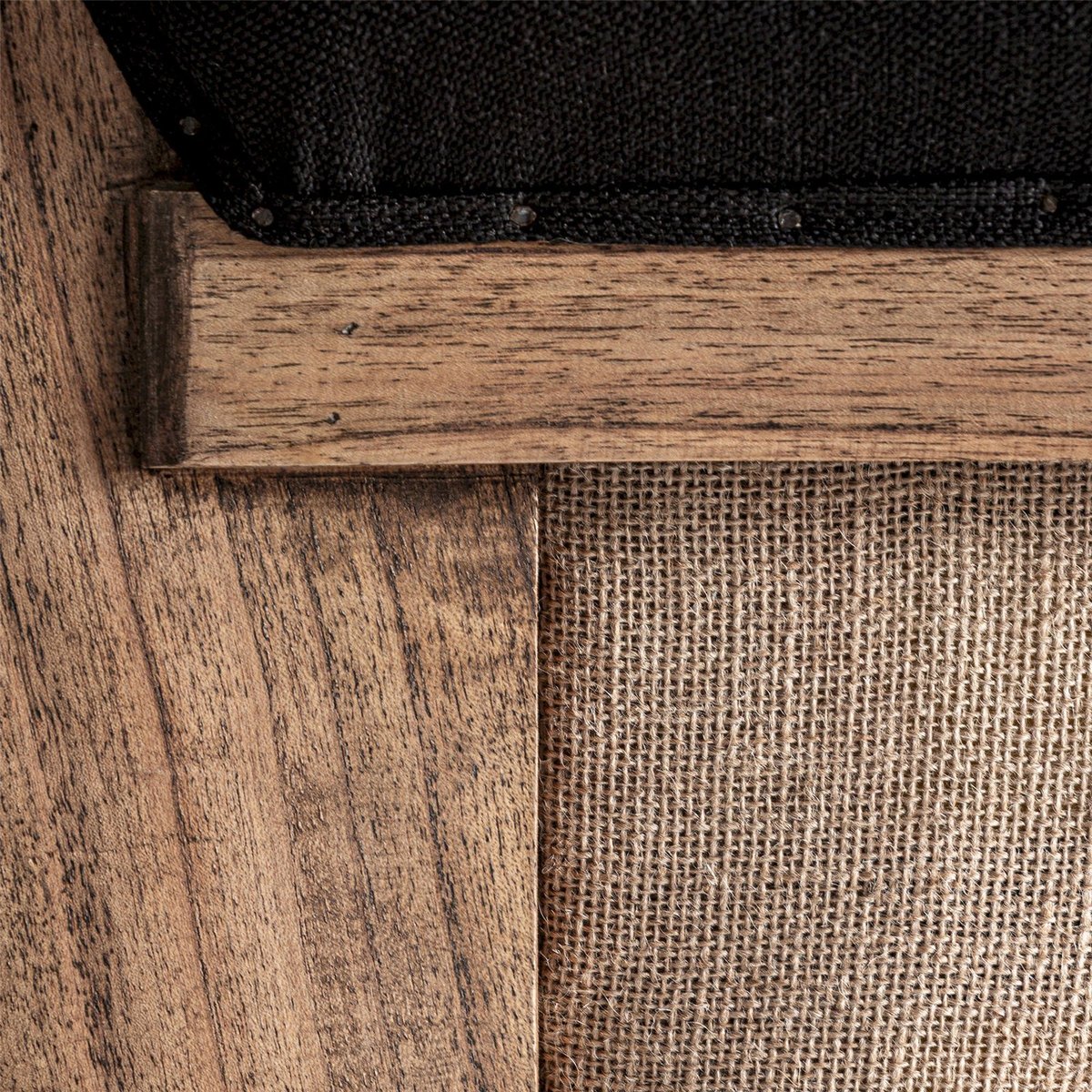 Fauteuil bergère haut dossier bois et lin noir et bois brun, RECOLLECTION