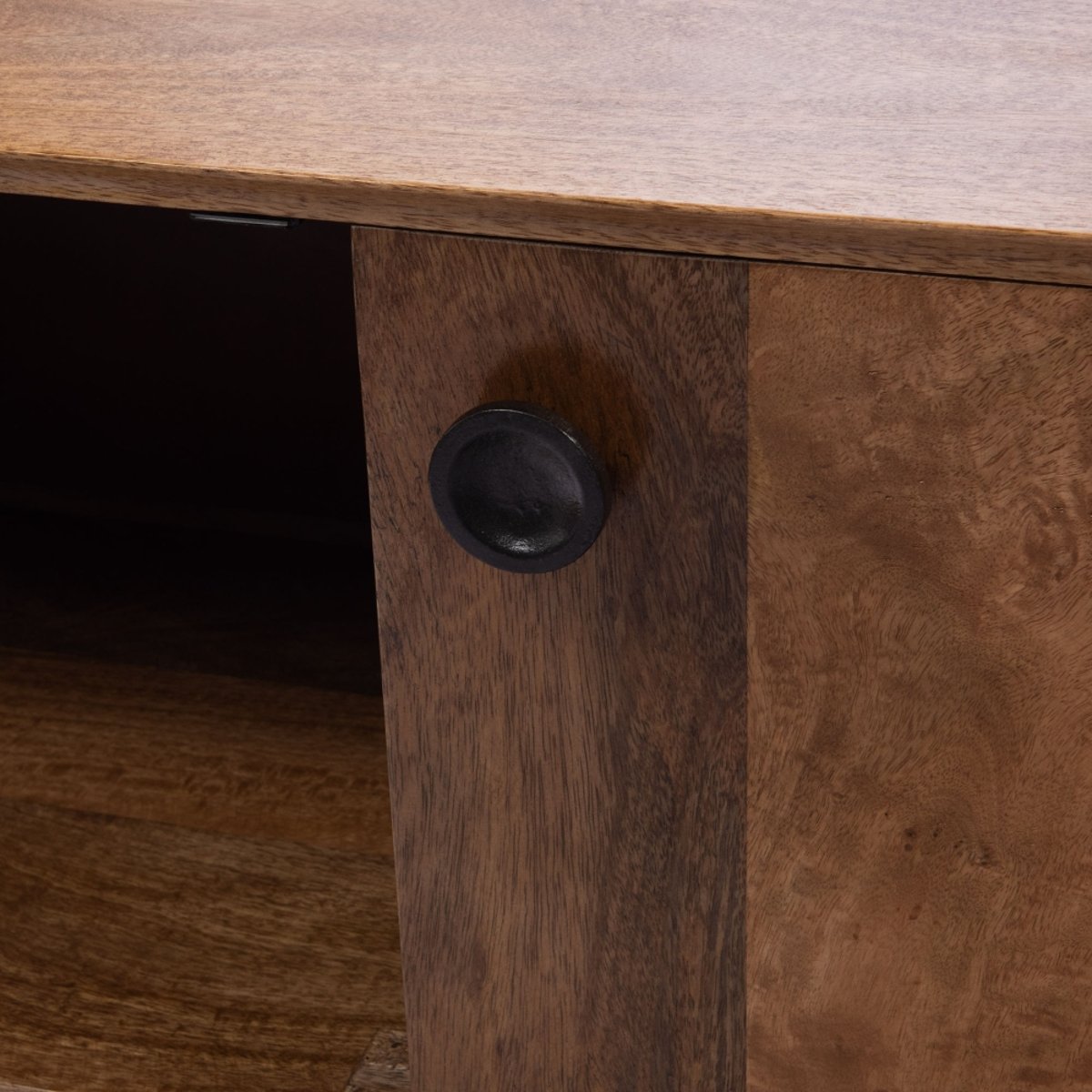 Meuble TV 2 portes 1 tiroir en manguier L150 cm Authentique marron, AMADEUS